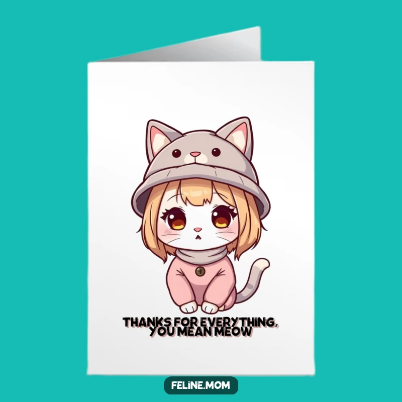 Free Printable Thank You Card: Whimsical Cat Lady, Expressing Gratitude, Downloadable Gift