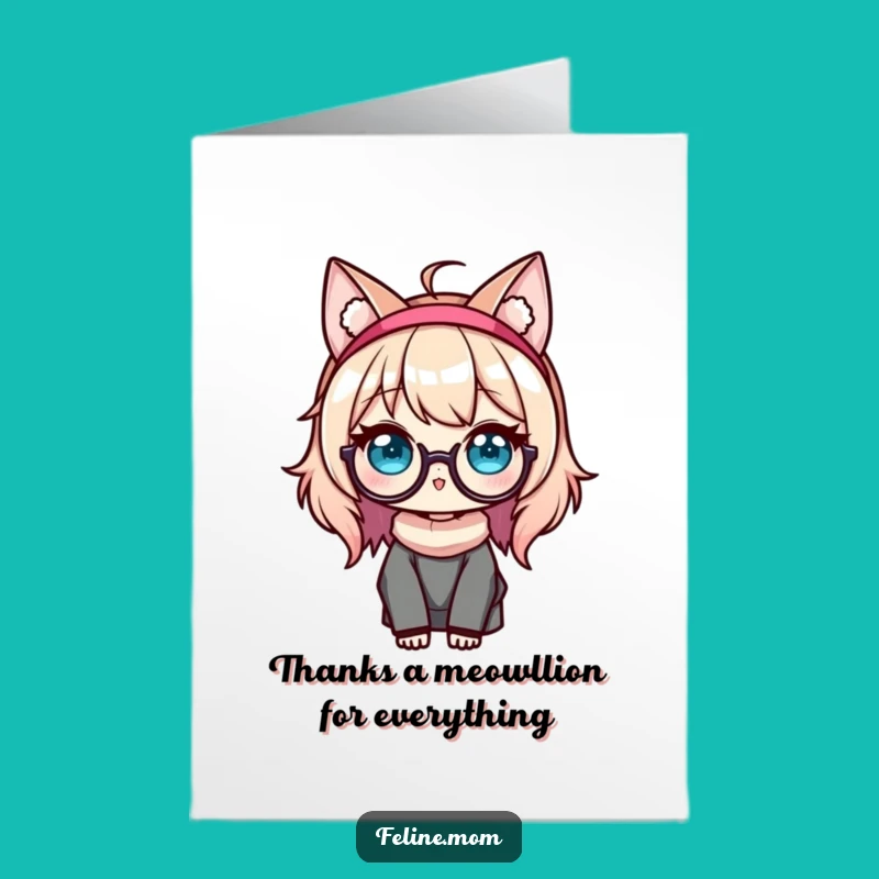 Free Printable Kawaii Cat Lady Thank You Card - Adorable Downloadable Gift for Appreciation