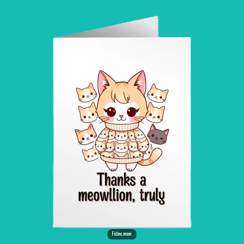 Free Printable Kawaii Cat Lady Thank You Card: Adorable Downloadable Gift for Gratitude