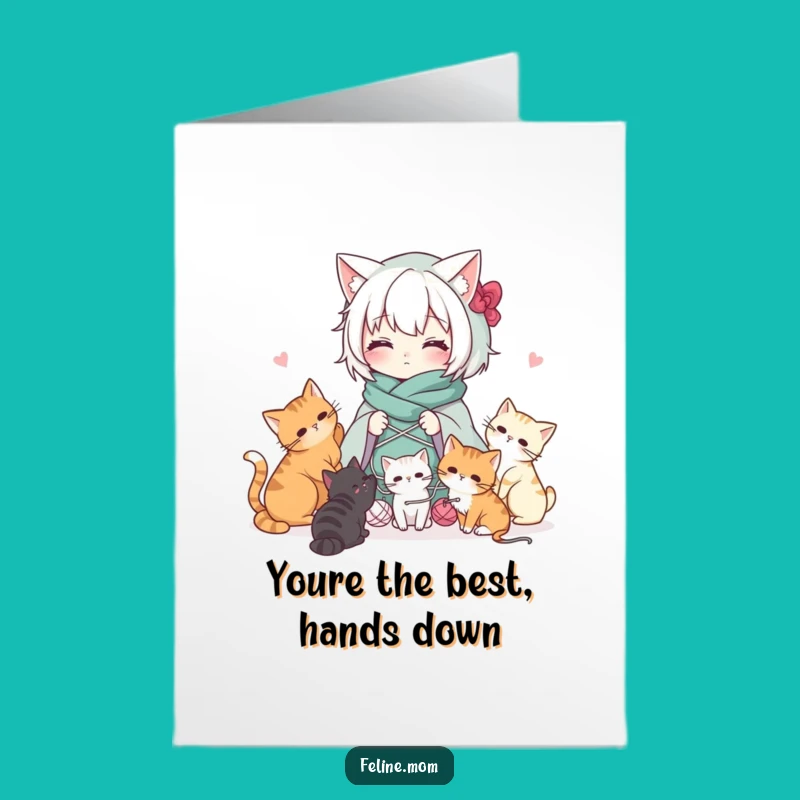 Free Printable Kawaii Cat Lady Thank You Card: Fun Downloadable Gift of Appreciation