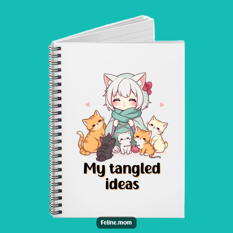 Funny Kawaii Cat Lady Notebook: Jot Down Ideas Amidst Yarn and Feline Fun