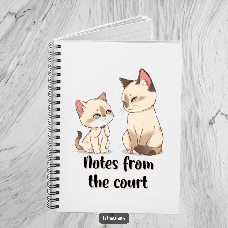 Funny Siamese Cat Notebook, a regal Siamese cat's slow blink offers inspiration for journaling and creative writing endeavors
