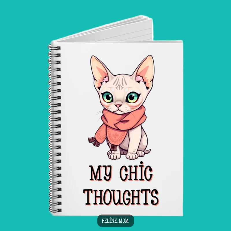 Funny Sphynx Cat Notebook: Scarfed Feline, Chic Journal for Notes Gift