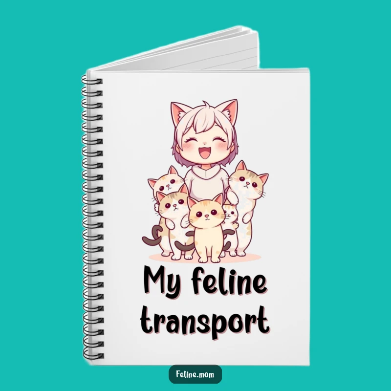 Feline Journeys: Funny Cat Lady Carried by Cats Notebook