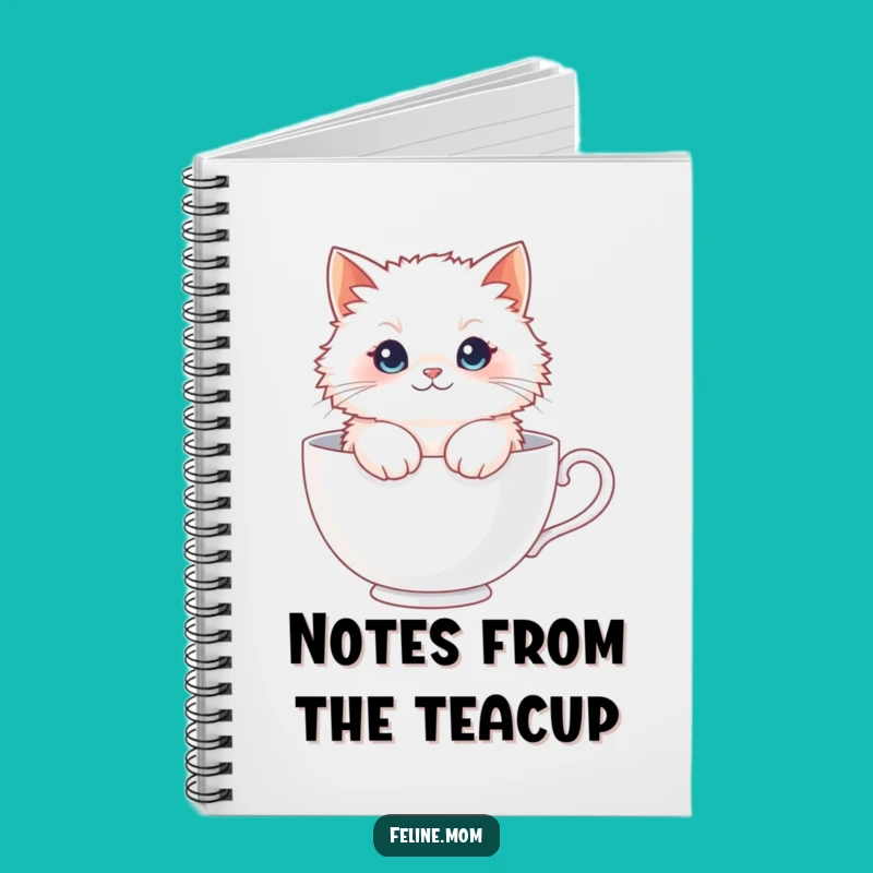 Funny Fluffy Cat Teacup Notebook - Journal Your Thoughts with Charm