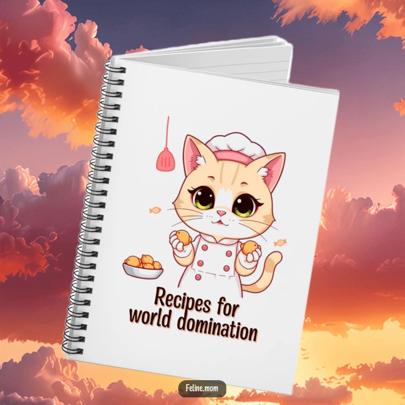 Funny Notebook: A cat lady chef presents tiny fish treats, perfect for jotting down recipes or daily thoughts.