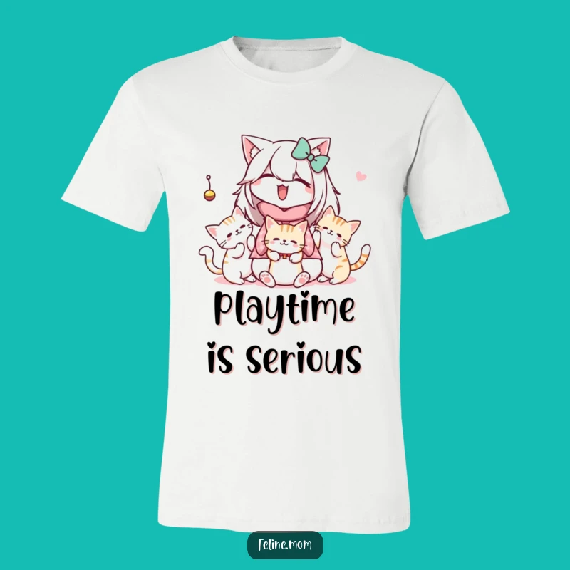 Funny Kawaii Cat Lady T-Shirt: Cats Playing, Perfect Funny Gift for Cat Enthusiasts