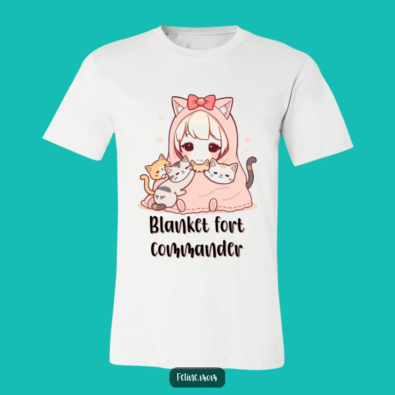 Funny Kawaii Cat Lady T-Shirt: Cozy Cats & Blanket, Ideal Funny Gift