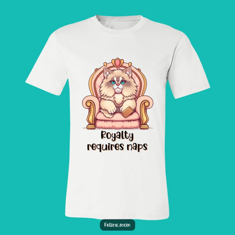 Funny Maine Coon T-Shirt: Regal Cat on Throne, Hilarious Royal Apparel Gift