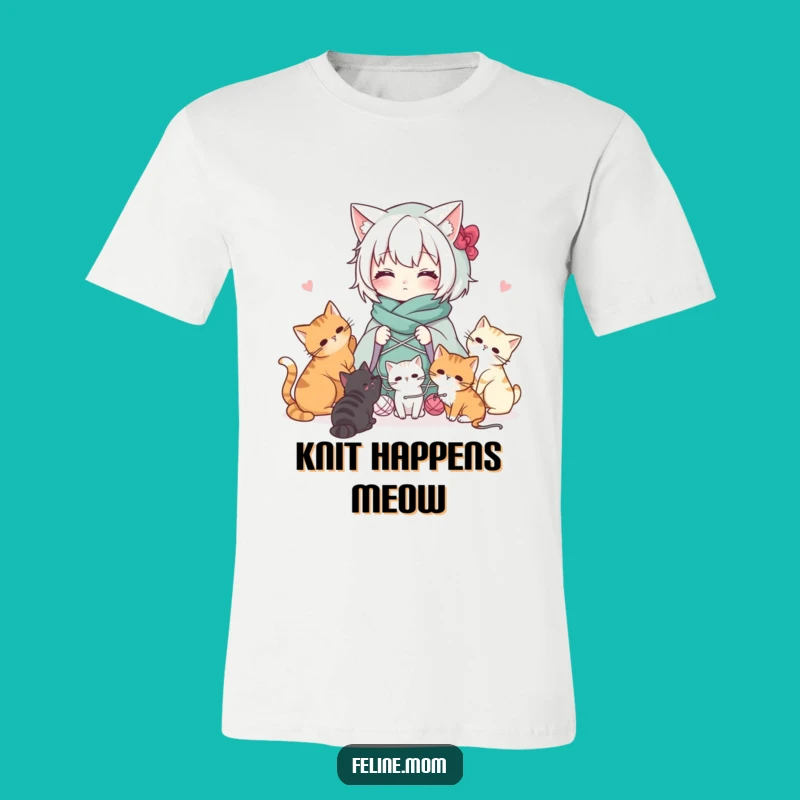Funny Kawaii Cat Lady Yarn T-Shirt: Wear Your Love for Crafts and Cats