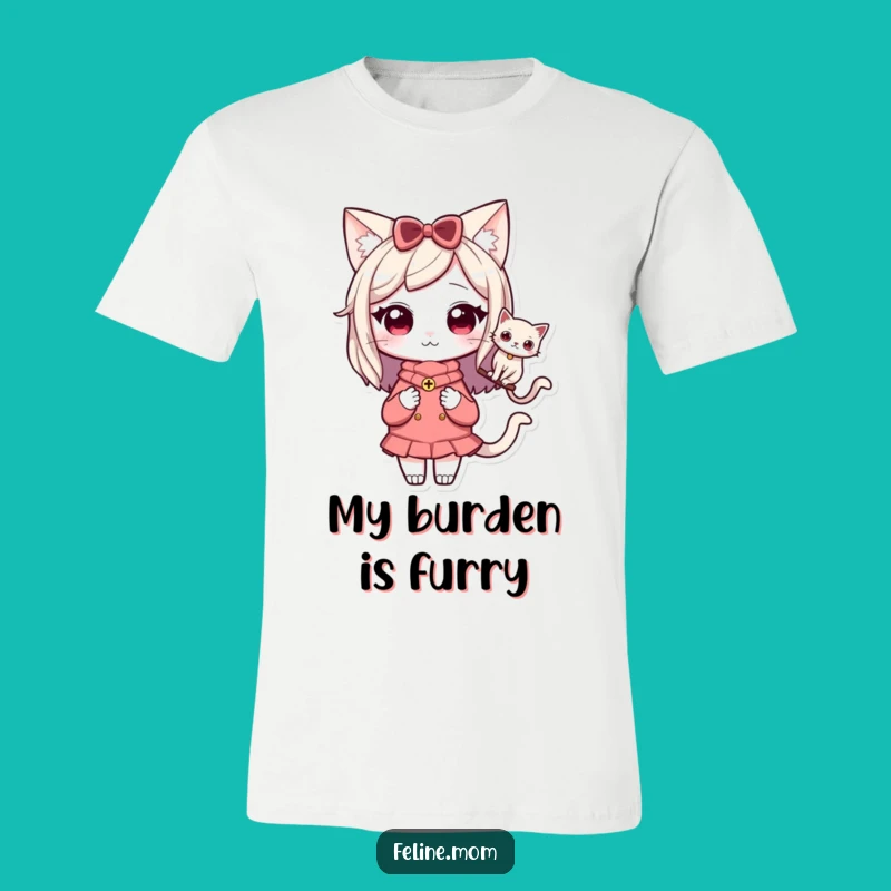 Funny Kawaii Cat Lady T-Shirt: Cat Shoulder Buddy, Ideal Funny Gift