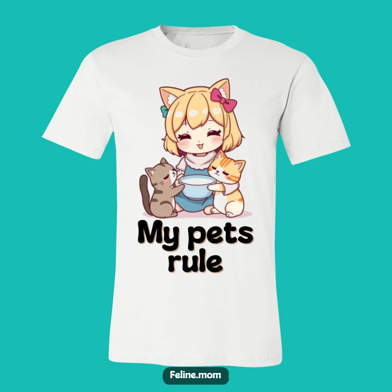Funny Kawaii Cat Lady T-Shirt: Serve Up Smiles with Cat Care Charm
