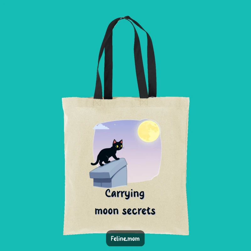 Funny Black Cat Tote Bag: Stealthy Rooftop Prowler, Chic Night Accessory Gift