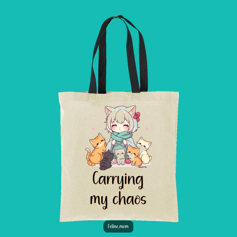 Funny Kawaii Cat Lady Yarn Tote Bag: Carry Your Craft Supplies with Feline Fun