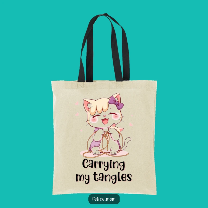 Funny Cat Lady String Tote Bag, Carry Your Cat Chaos