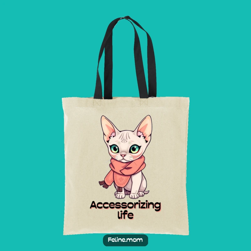 Funny Sphynx Cat Tote Bag: Scarfed Style Maven, Chic Accessory Gift