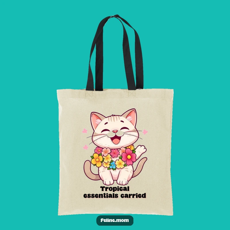 Funny Aloha Cat Tote Bag: Tropical Essential Carrier, Stylish Funny Gift Accessory
